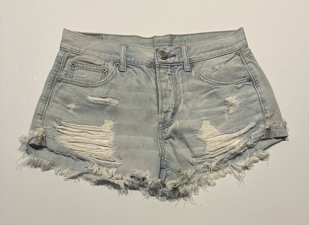 American Eagle Outfitters Women Shorts 6 Blue Denim High Rise Festival Western